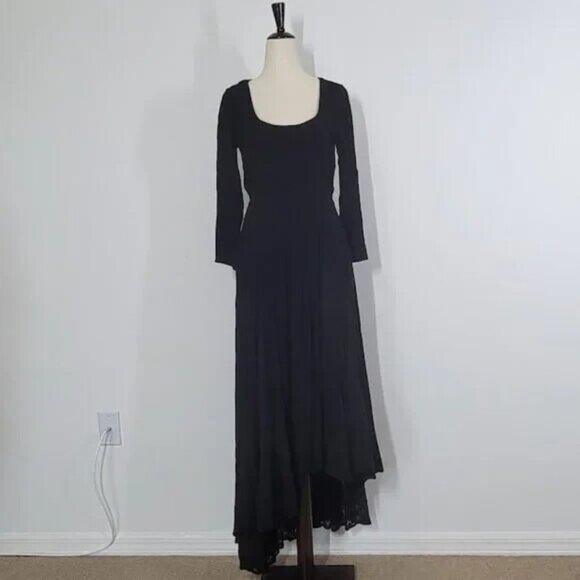 FREE PEOPLE Sea Me Maxi Dress Black Scoop Neck Open Back Sz XS  NEW - Picture 2 of 11